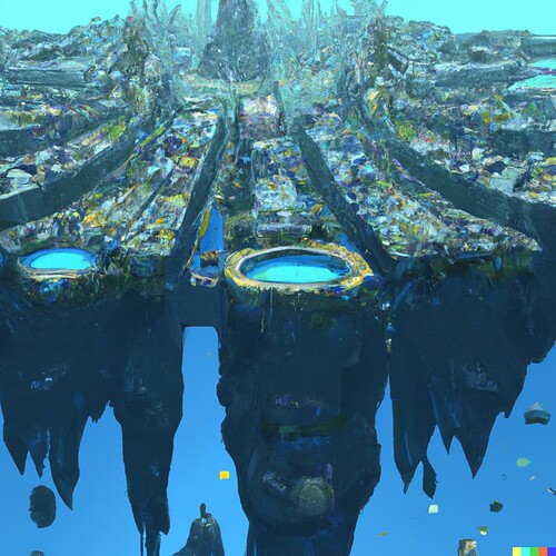 DALL·E 2023-02-26 19.33.52 - picture of an overhead view at a low angle of the underwater city of r’lyeh that fills a wide view. 16 9
